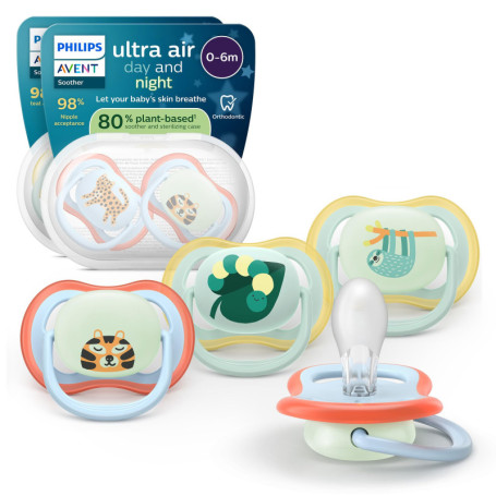 Philips Avent Sucettes Ultra Air Phosphorescentes pour Bébés 0-6 Mois - Lot de 4