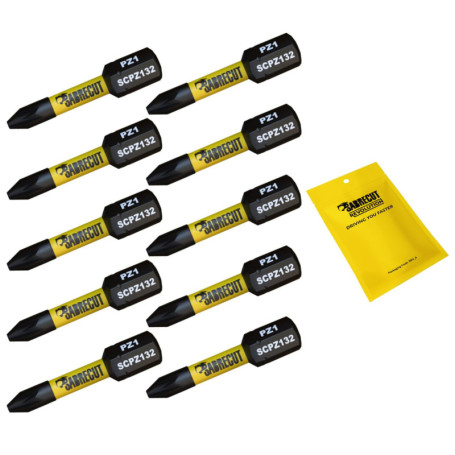 Jeu d'embouts de tournevis à percussion SabreCut PZ1 32 mm - 10 pièces
