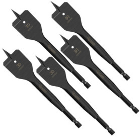 Lot de 5 mèches plates à bois SabreCut 30 mm - Résistantes aux chocs
