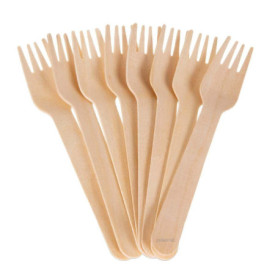 Lot de 100 fourchettes en bois biodégradables pour barbecue et fêtes