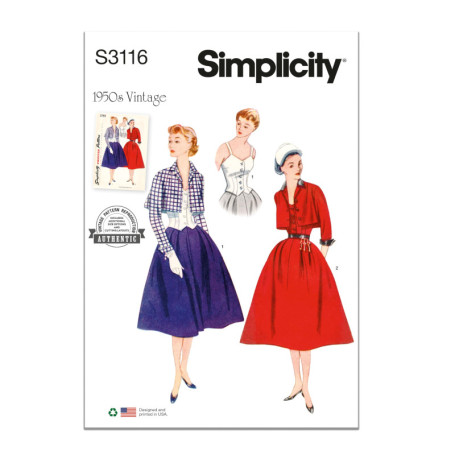 Patron de Couture Vintage Boléro et Corsage Femme Simplicity Y5