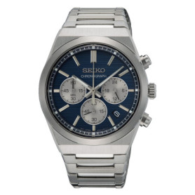 Montre Seiko Chronographe Argent et Cadran Bleu