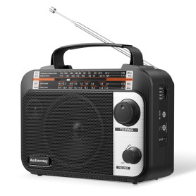 Audiocrazy Radio Portable FM/AM/SW1-2 Radio Multibande avec Batterie Rechargeable 1800 mAh, Câble AC Ou Radio FM Portable avec P
