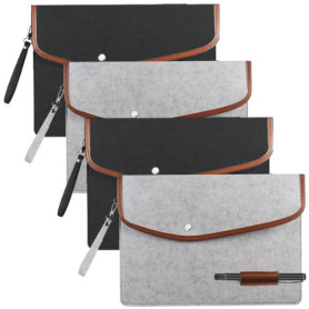 HOMURY Lot de 4 Dossiers en Feutre A4 avec Bouton Pression - Élégants et Pratiques pour Bureau et École