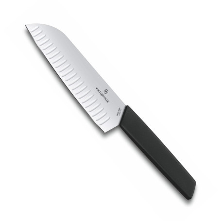Couteau Santoku Victorinox Swiss Modern - Lame Alvéolée 17 cm Noir