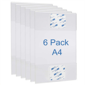 Lot de 6 Supports Muraux Acryliques Adhésifs pour Affiches