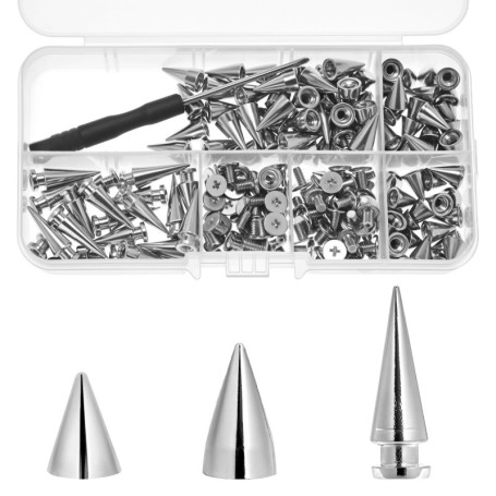 Kit de 100 Rivets Coniques en Métal avec Tournevis - 3 Tailles pour Maroquinerie