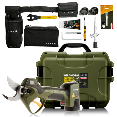 Sécateur Électrique Wildhorn 32 - Alpen Swiss Tools, Lame HSS, 3 Batteries Li-Ion