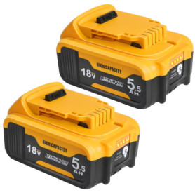Pack de 2 Batteries Li-Ion 18V 5,5 Ah Powarobor pour Outils Dewalt