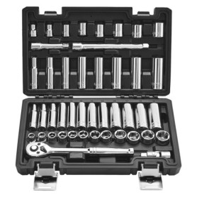 Kit de Douilles VEVOR 44 Pièces - SAE et Métriques avec Clé à Cliquet