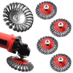 WEFHEF Set de 5 Brosses Métalliques pour Meuleuse 125mm - Idéal pour Polissage et Décapage