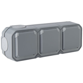 Prise de courant étanche Legrand Plexo 16A - Montage horizontal gris