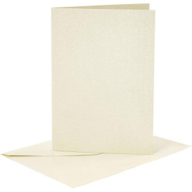 Ensemble de Cartes et Enveloppes Nacrées - Blanc Cassé