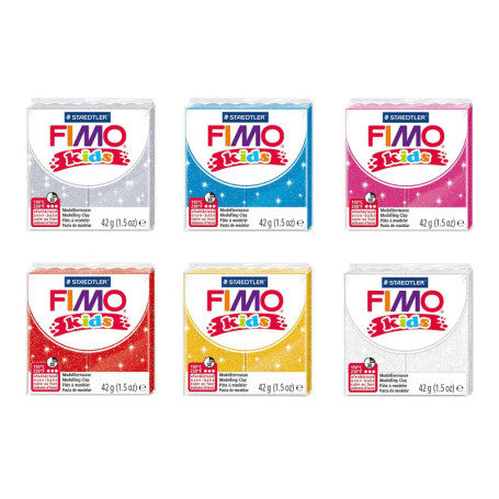 Pâte à Modeler FIMO Kids Glitter - 6 Blocs Colorés pour Enfants