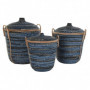 Set de basket DKD Home Decor Noir Bleu Rotin Boho (51 x 51 x 65 cm) 489,99 €