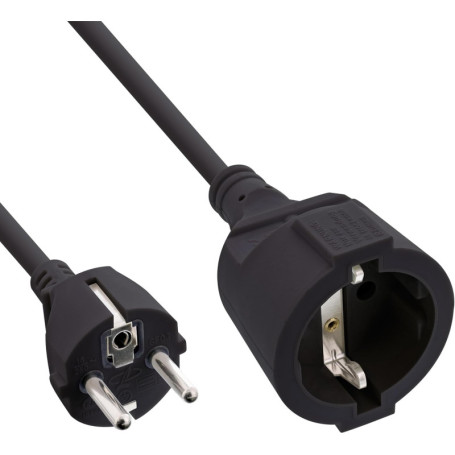 Rallonge Électrique InLine 2 m avec Prise de Terre et Sécurité Enfant - Noir