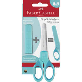 Ciseaux Scolaires Ergonomiques Turquoise Faber-Castell pour Enfants