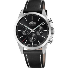 Montre Chronographe Sportive en Acier Inoxydable avec Bracelet en Cuir