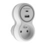 Prise Zenitech 16A avec 2 Ports USB A/C - Design Blanc et Gris
