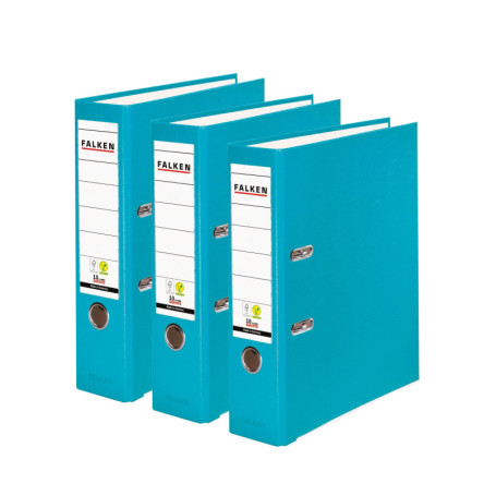 Lot de 3 classeurs en plastique turquoise FALKEN - DIN A4