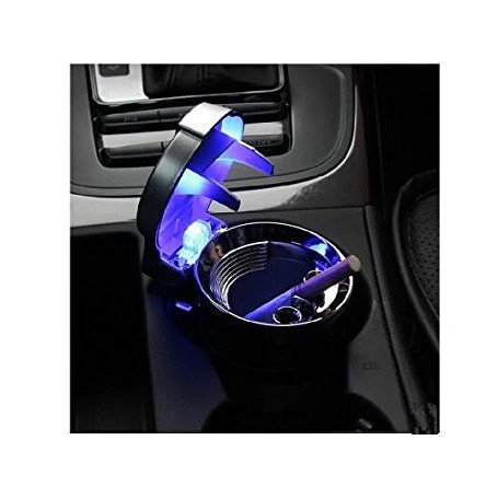 Cendrier Automobile avec Couvercle et LED Bleue - Hwydo