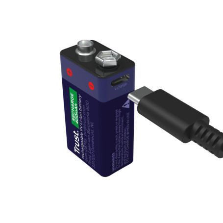 Batterie 9V Rechargeable USB-C Trust - Alimentation Durable pour Détecteurs de Fumée