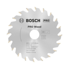 Lame de Scie Circulaire Bosch PRO Wood pour Bois - 85 mm, 20 Dents