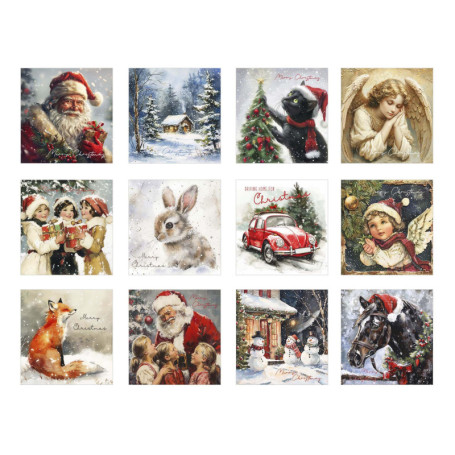 Lot de 12 cartes de Noël carrées avec enveloppes - Edition Seidel
