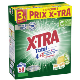 Lessive Poudre X-TRA Total 4+1 - Savon de Marseille & Aloe Vera - Efficace dès 20°C