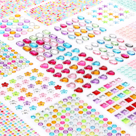 CraftWerk Lot de 1782 Pierres à Paillettes Autocollantes Colorées pour Bricolage