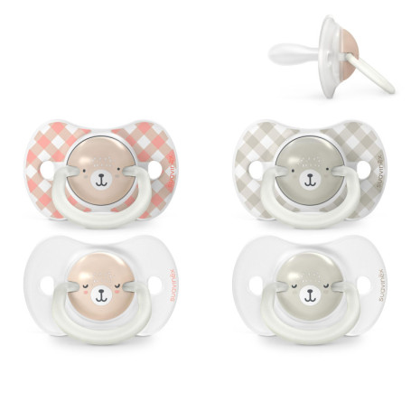 Lot de 4 Sucettes Brillantes pour Bébés 6-18 Mois - Suavinex