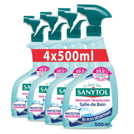 Sanytol Désinfectant Ultra-Détartrant Salle de Bain - Lot de 4 x 500 ml