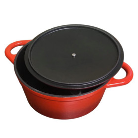 Cocotte Ronde Émaillée 24 cm avec Couvercle Inox - Baumalu