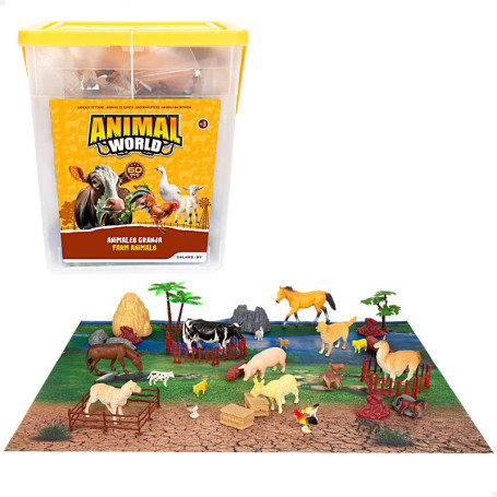 ColorBaby Animal World - Set de 60 Figurines de Ferme et Accessoires
