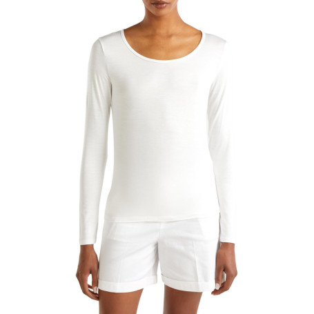 T-shirt à Manches Longues en Éco-Viscose - Blanc - United Colors of Benetton