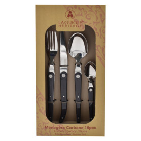 Ménagère Laguiole 16 pièces en carbone noir