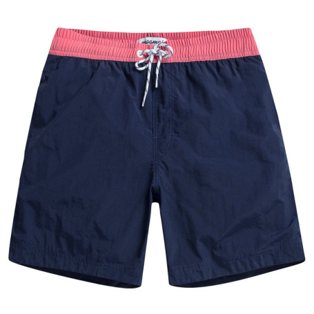 MaaMgic Short de Bain Homme Tropical Séchage Rapide - Navy & Rose