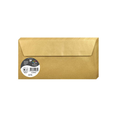 Enveloppes DL Dorées Auto-Adhésives Clairefontaine - Lot de 20 pour Invitations et Correspondance