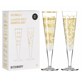 Flûte à Champagne Ritzenhoff Goldnacht - 200 ml, 2 pièces avec Or Véritable