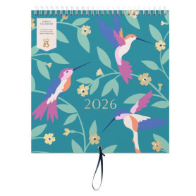 Calendrier Mural Familial 2026 Busy B - 5 Colonnes avec Motif Oiseaux