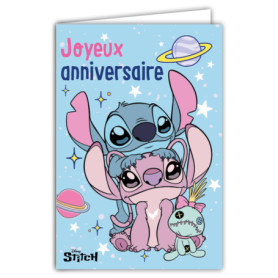 Carte d'Anniversaire Stitch Disney avec Enveloppe - Design Coloré pour Enfants