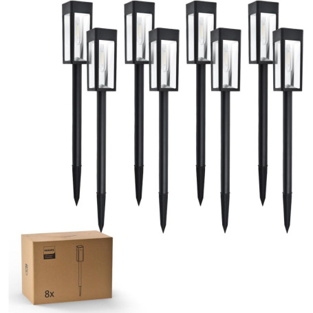Philips Lot de 8 Lampes Solaires LED pour Éclairage de Jardin et Allées