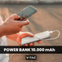 V-TAC Power Bank 10000 mAh avec Charge Rapide PD 22,5W - Blanc