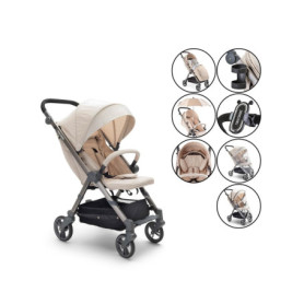 Poussette Pliante Twistshake 7 en 1 pour Bébé - Beige avec Accessoires