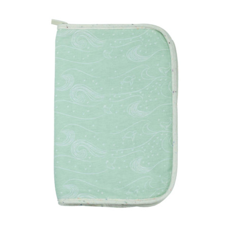 Protège Carnet de Santé Bébé - Vert D'Eau avec Liseré Beige - Collection Au Large