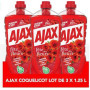 Ajax Nettoyant Ménager Fête des Fleurs Coquelicot - Lot de 3 Flacons 1,25L