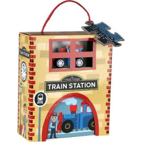 Coffret Train Station pour Enfants - Découverte de la Ville en Bois