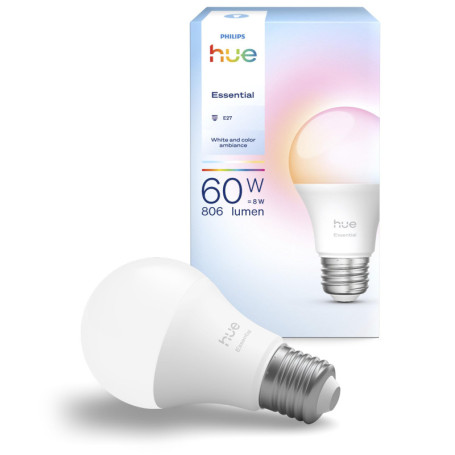 Ampoule Connectée Philips Hue Essential A60 LED - Blanc et Couleurs