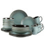 Ensemble de vaisselle vintage moderne MÄSER Confino pour 4 personnes - 20 pièces en céramique bleu pétrole
