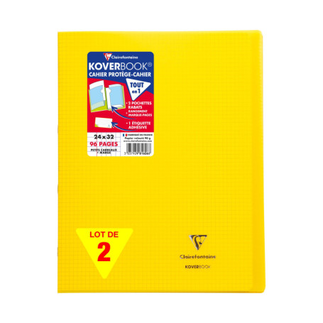 Lot de 2 Cahiers Agrafés Koverbook Jaunes - 24x32 cm - 96 Pages